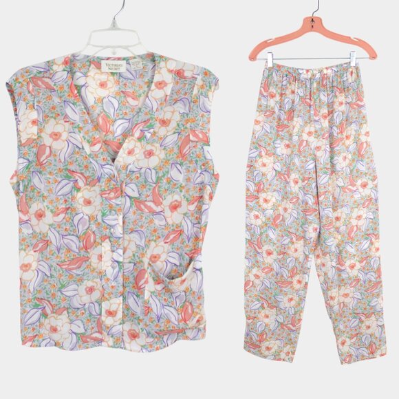 Vintage Victoria's Secret Gold Label 2-Piece Floral Loungewear Set Size Small - Picture 1 of 10